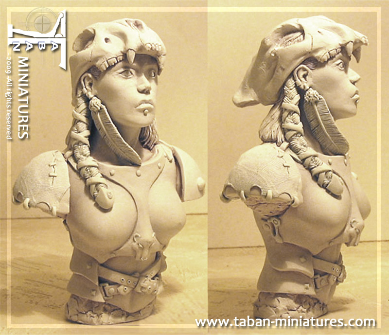 Barbarian Huntress bust, 1:7